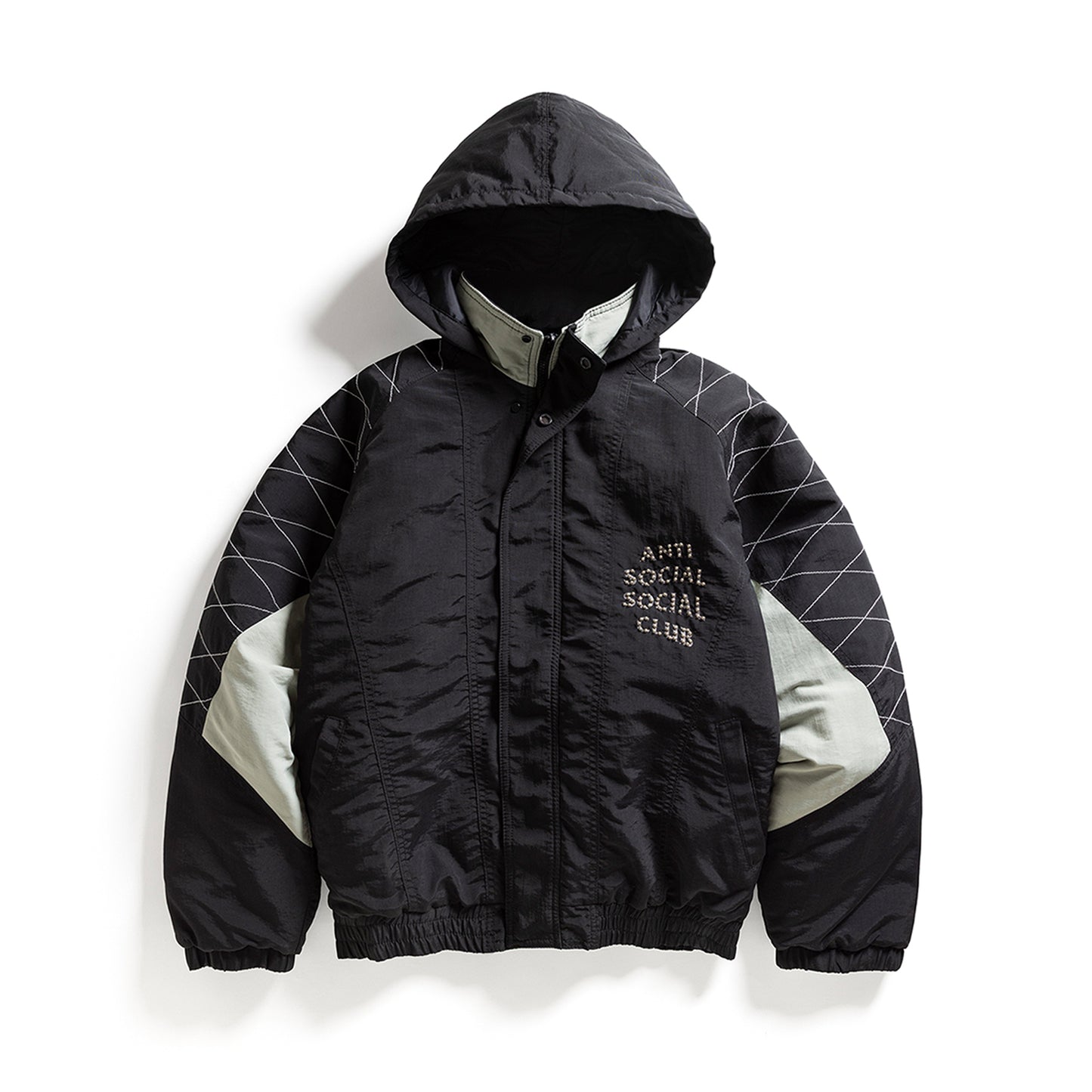 STUDDED STARTER JACKET WITH QUILTED SHOULDERS