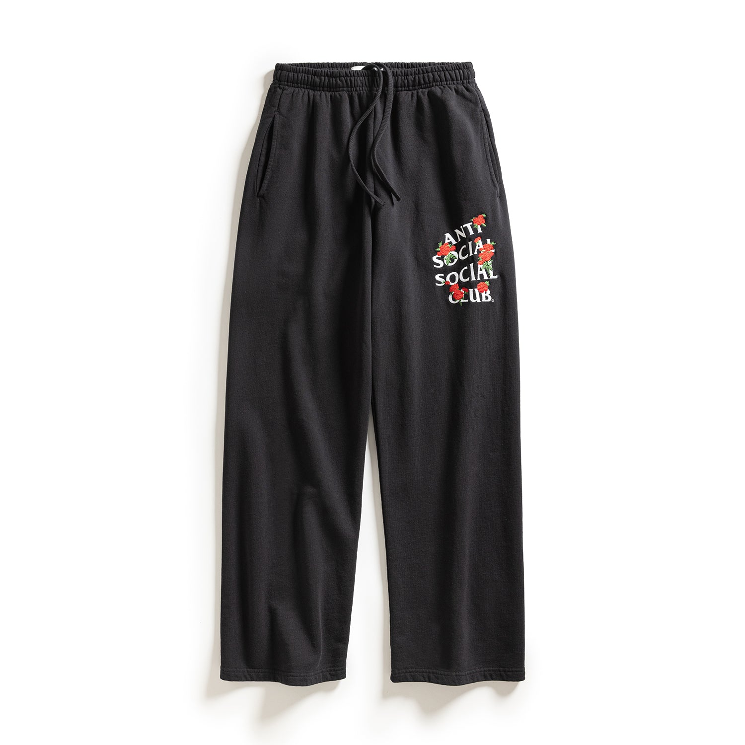 Embroidered Rose Kkotch Sweats Open Hem
