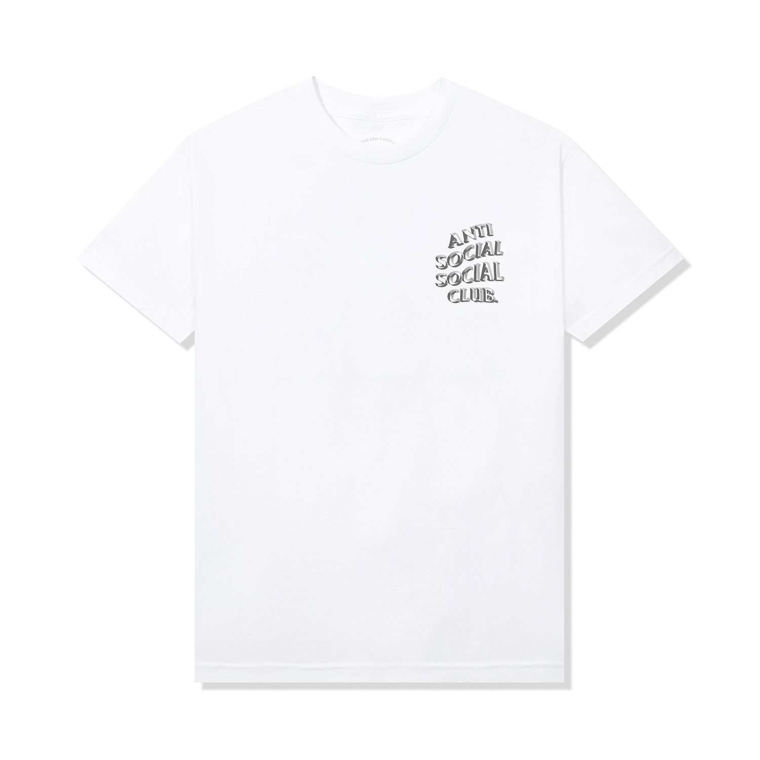 White tee, small ASSC graphic, front