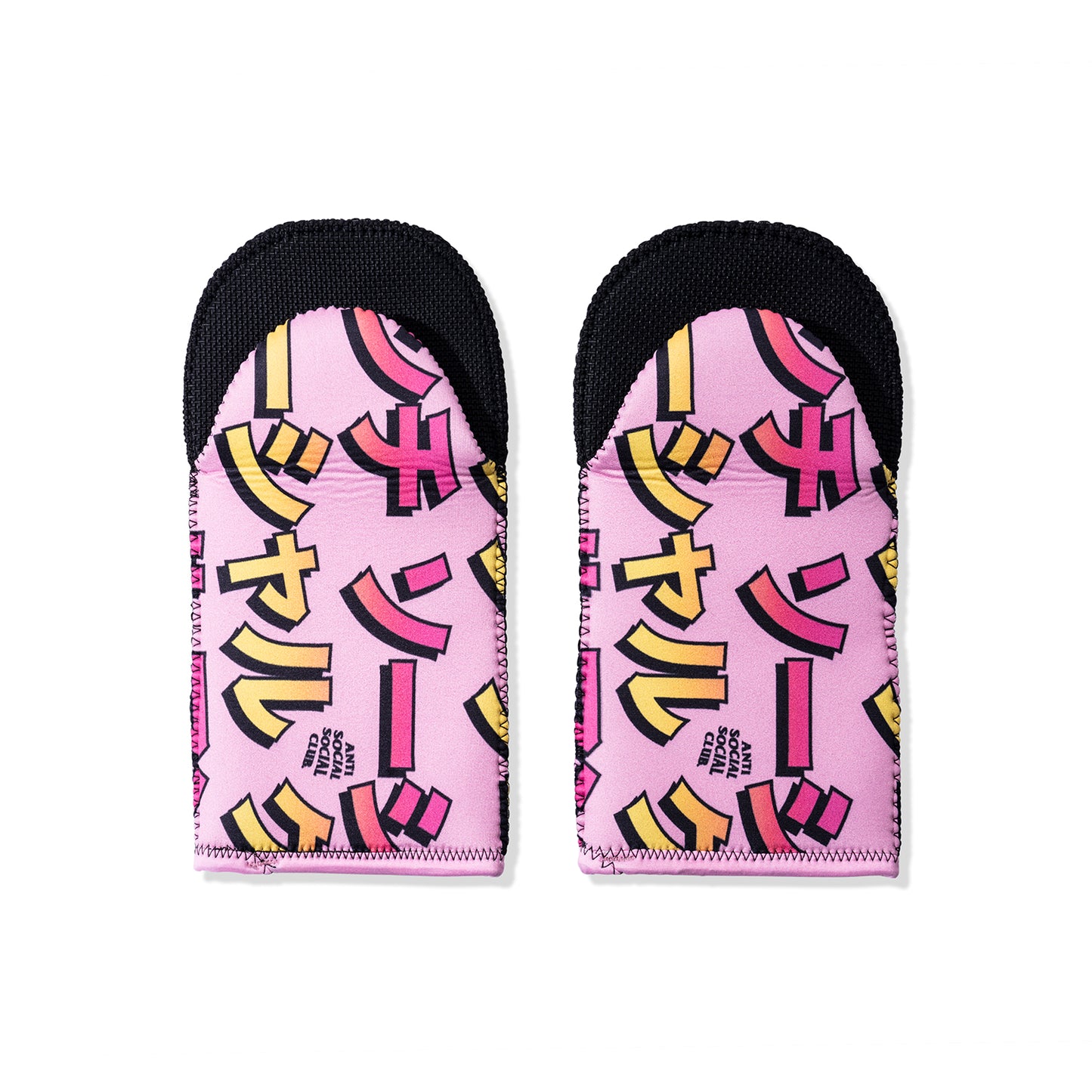 Custom printed oven mitts - black and pink