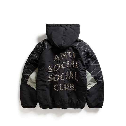 STUDDED STARTER JACKET WITH QUILTED SHOULDERS