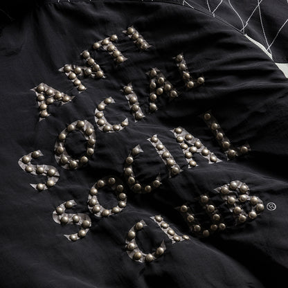 STUDDED STARTER JACKET WITH QUILTED SHOULDERS