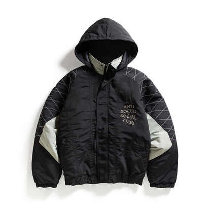 STUDDED STARTER JACKET WITH QUILTED SHOULDERS