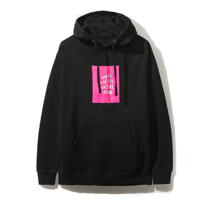 Neon Pink Box Logo Black Hoodie