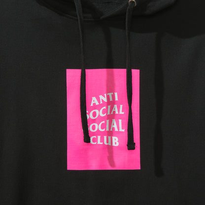 Neon Pink Box Logo Black Hoodie