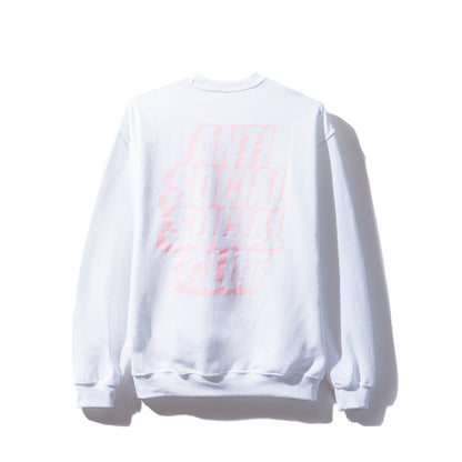 Blocked Logo White Crewneck w/ Pink